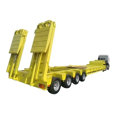 4 Axle Lowboy Truck 60tons 80 Tons Low Bed Trailer